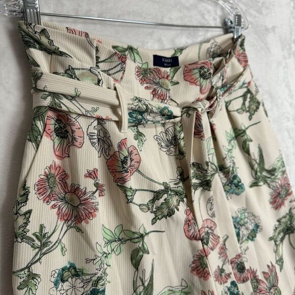 Floral High Waist Paperbag Dress Pants Size 4 Wide Leg Pleated Cropped Print - Picture 4 of 16